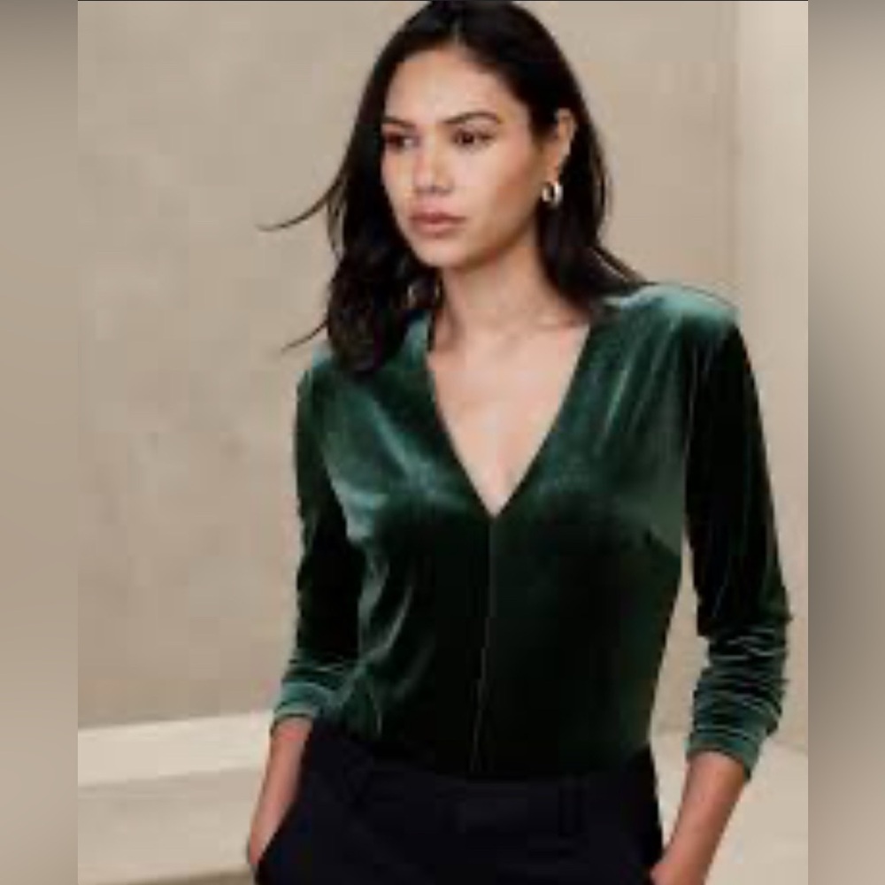 Banana Republic Dark Green Velvet Body Suit